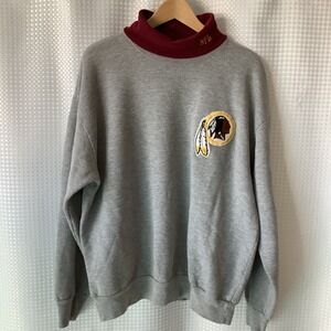 VTG Washington Redskins Sweatshirt Mens XL Gray NFL Majestic Burgundy Turtleneck